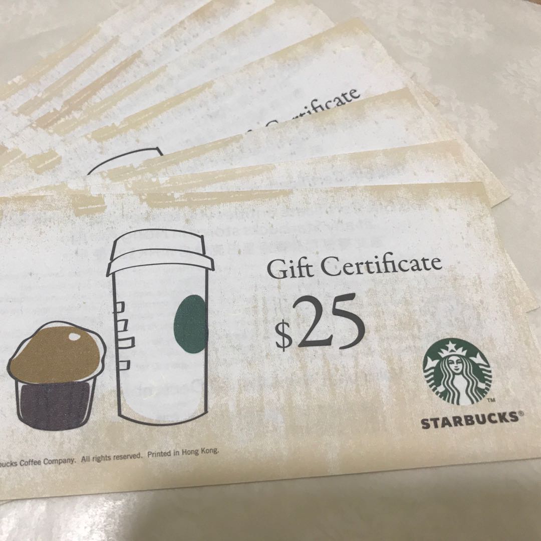 Starbucks Gift Certificate 包平郵, 門票＆禮券, 商店或商場現金券 Carousell