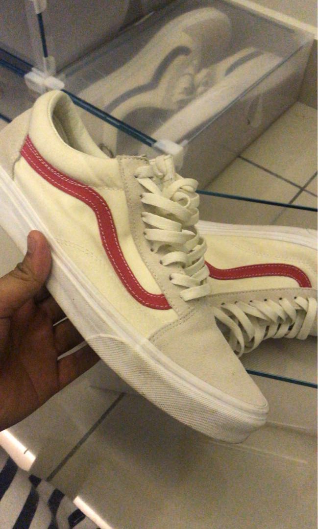 VANS OLD SKOOL CREAM RED \u0026 BLUE, Men's 
