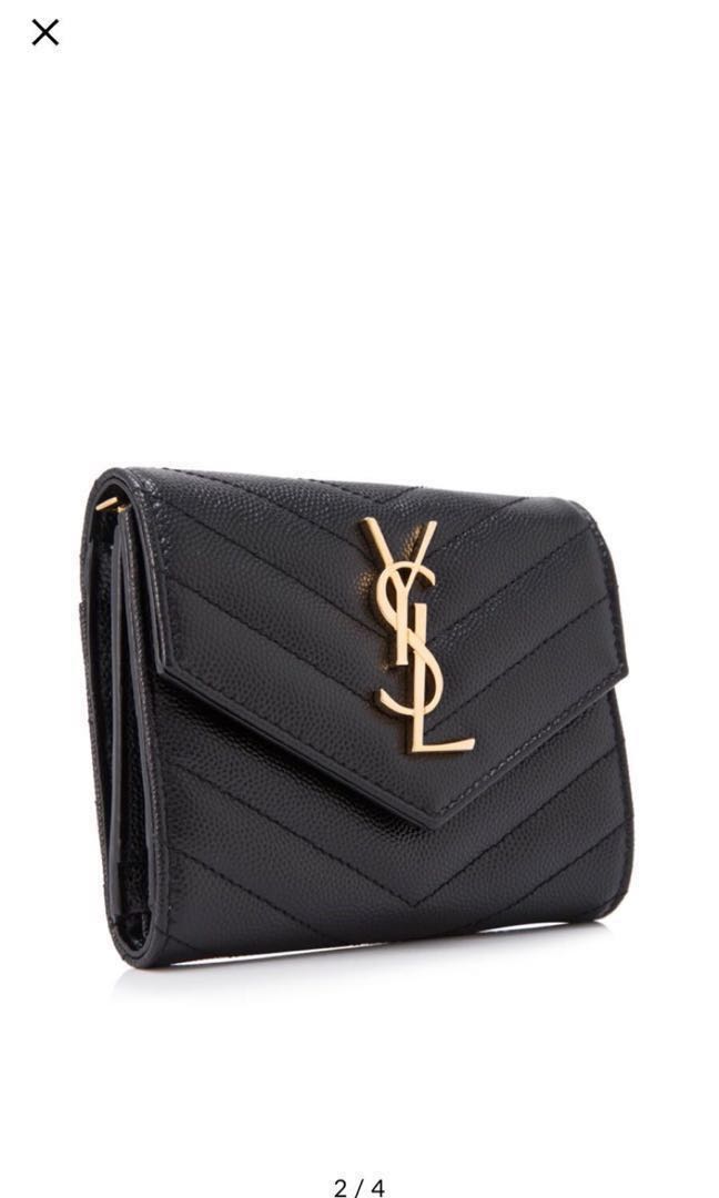 YSL yee saint laurent wallet COMPACT TRIFOLD MONOGRAM WALLET IN BLACK