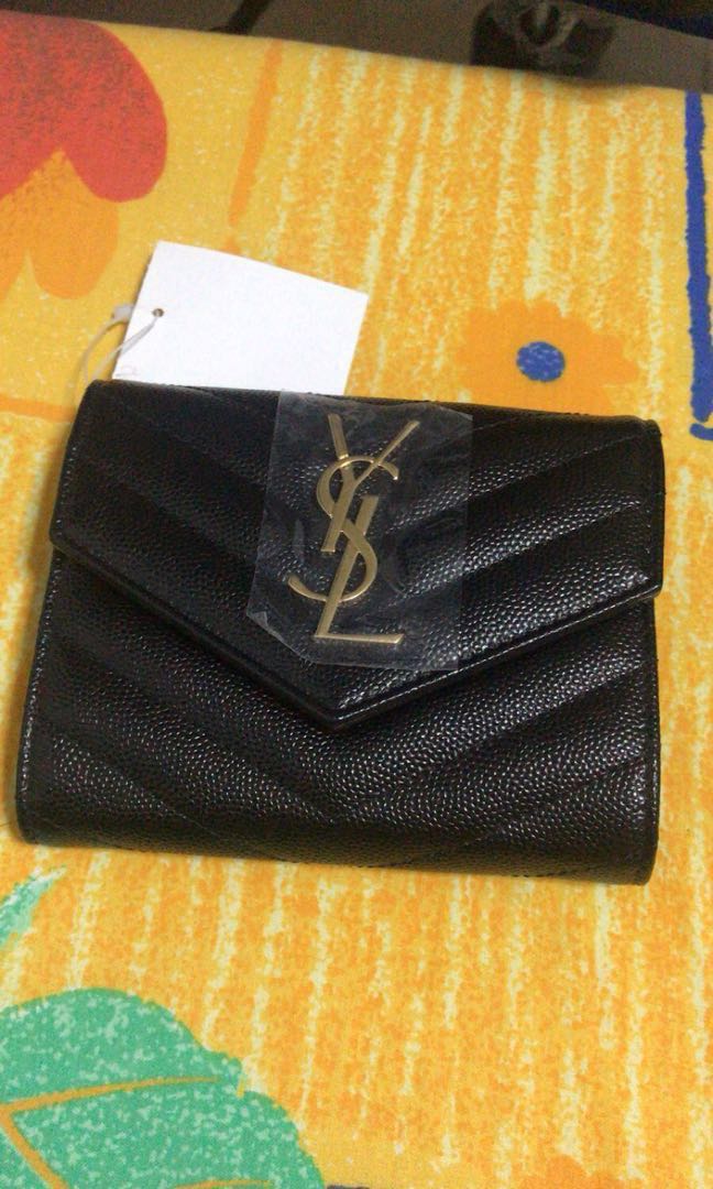 YSL yee saint laurent wallet COMPACT TRIFOLD MONOGRAM WALLET IN BLACK