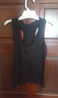 Black lace trim tank top