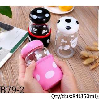Botol minum kaca jamur (Mushroom drink glass bottle)