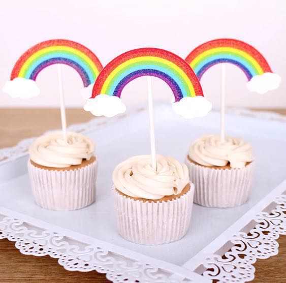 Small Rainbow Birthday Cake Topper Bunting Decoration Happy