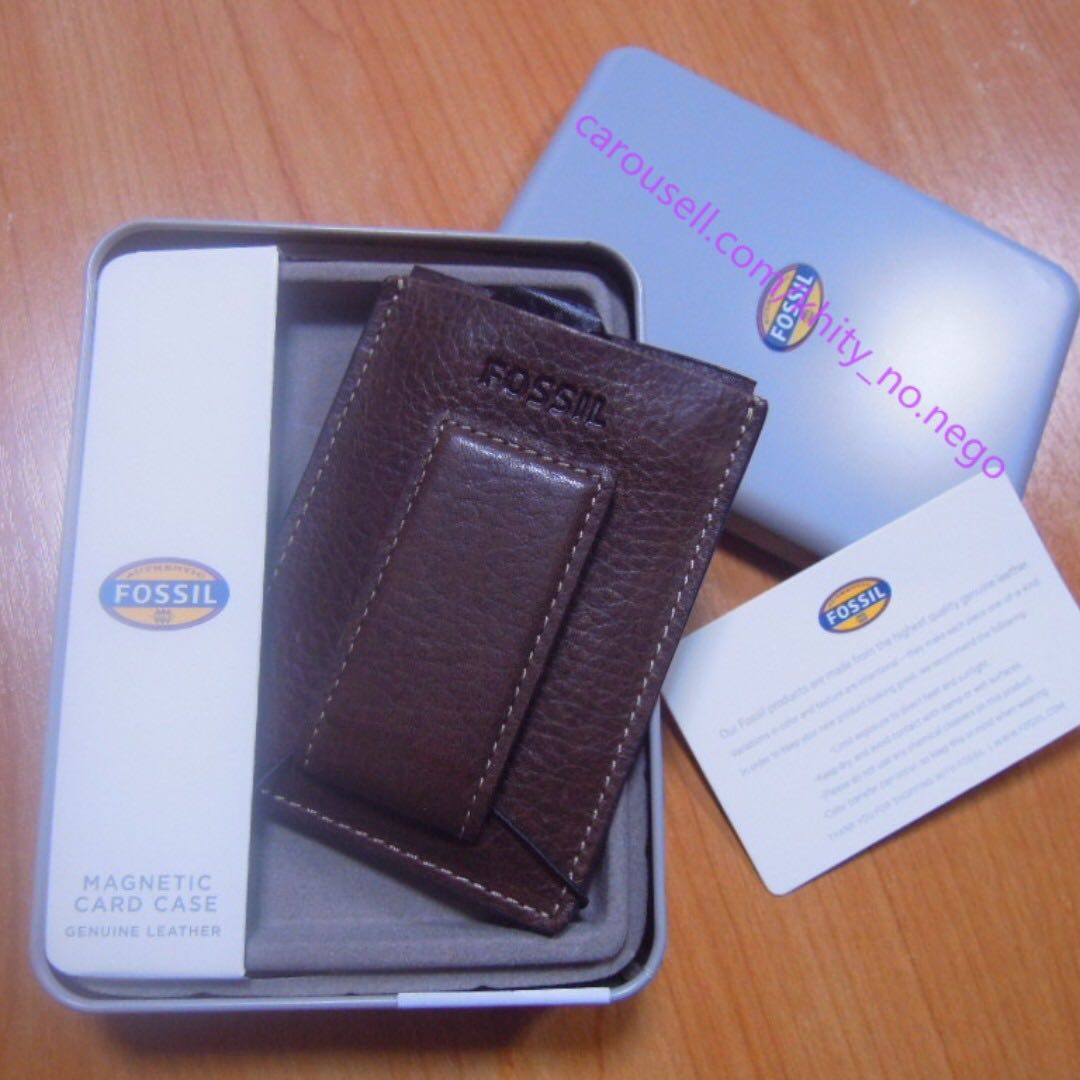 mens leather card case with money clip
