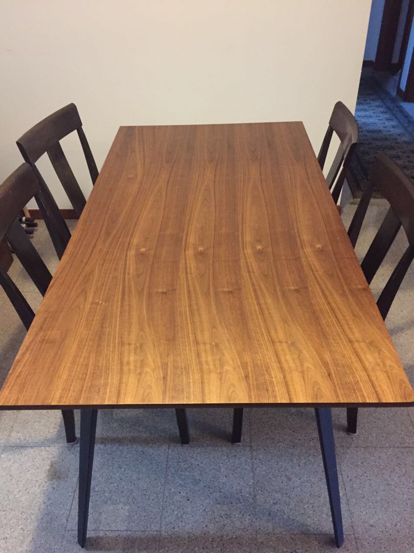 Dining Table 169cm X 85cm Wood Top Metal Legs Dining Table 169cm X 85cm Wood Top Metal Legs