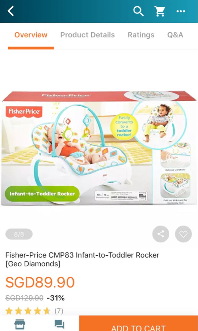 Sit Me Up Fisher-Price Deluxe Rocker Seat Pacific Pebble Ireland