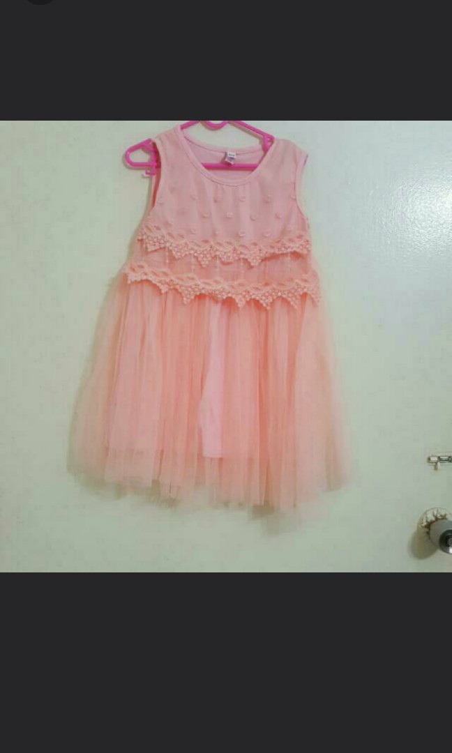 Free Mail New Kiddy Palace Lace Dress Peach Light Orange