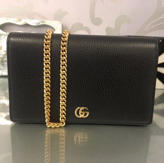 gucci marmont mini chain bag black