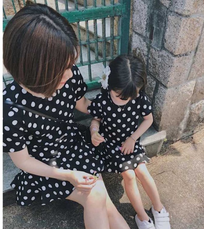 Mother Daughter Outfits Collection Brand New Black Polka Dot Mother Daughter Dresses Babies Kids Babies Apparel On Carousell