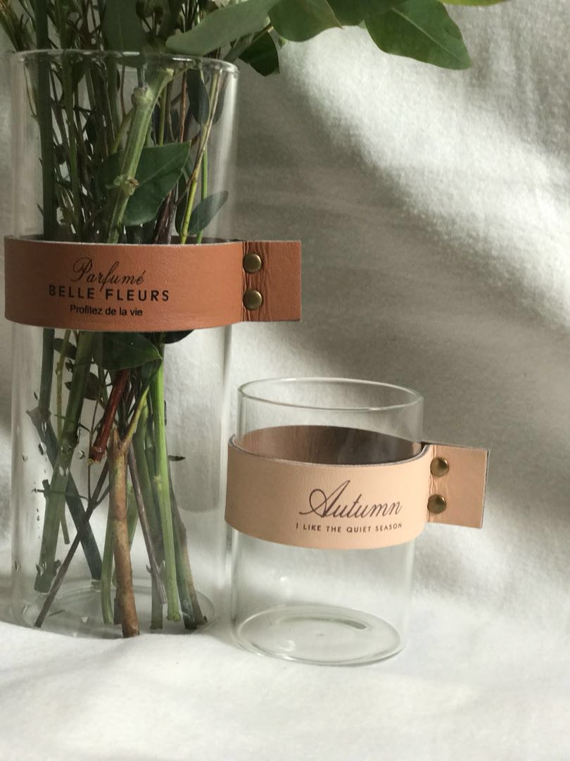 Rental Glass Vase W Pu Leather Strap Design Craft Others On