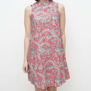 Warangka Batik Bien Flare Dress in Pink - Free Size