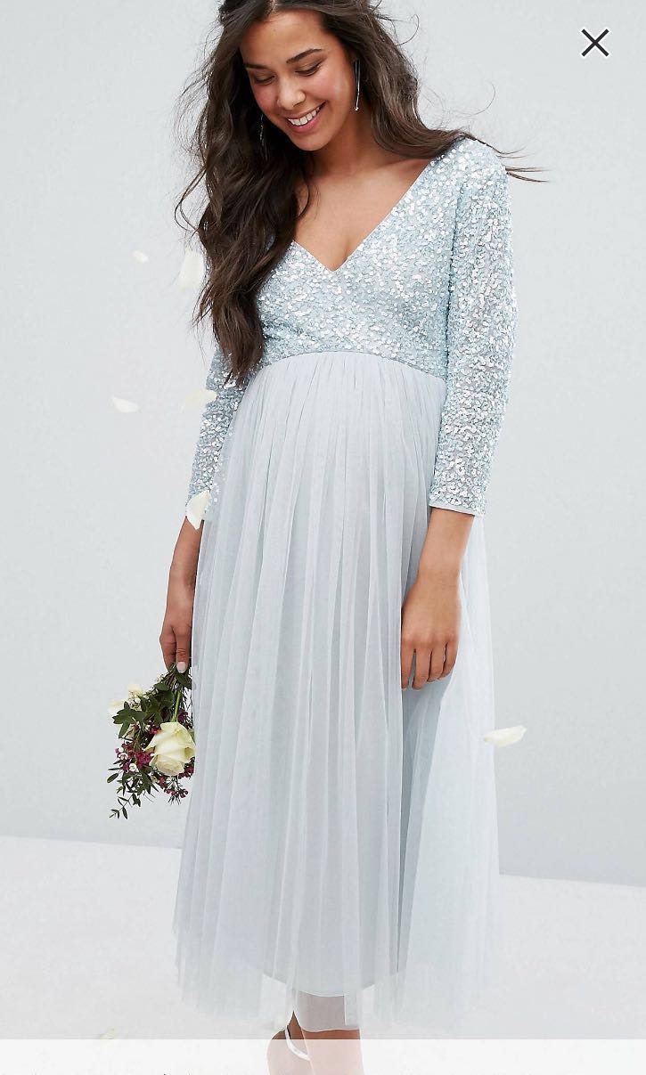 Maya maternity maxi dress with store delicate sequin and tulle skirt