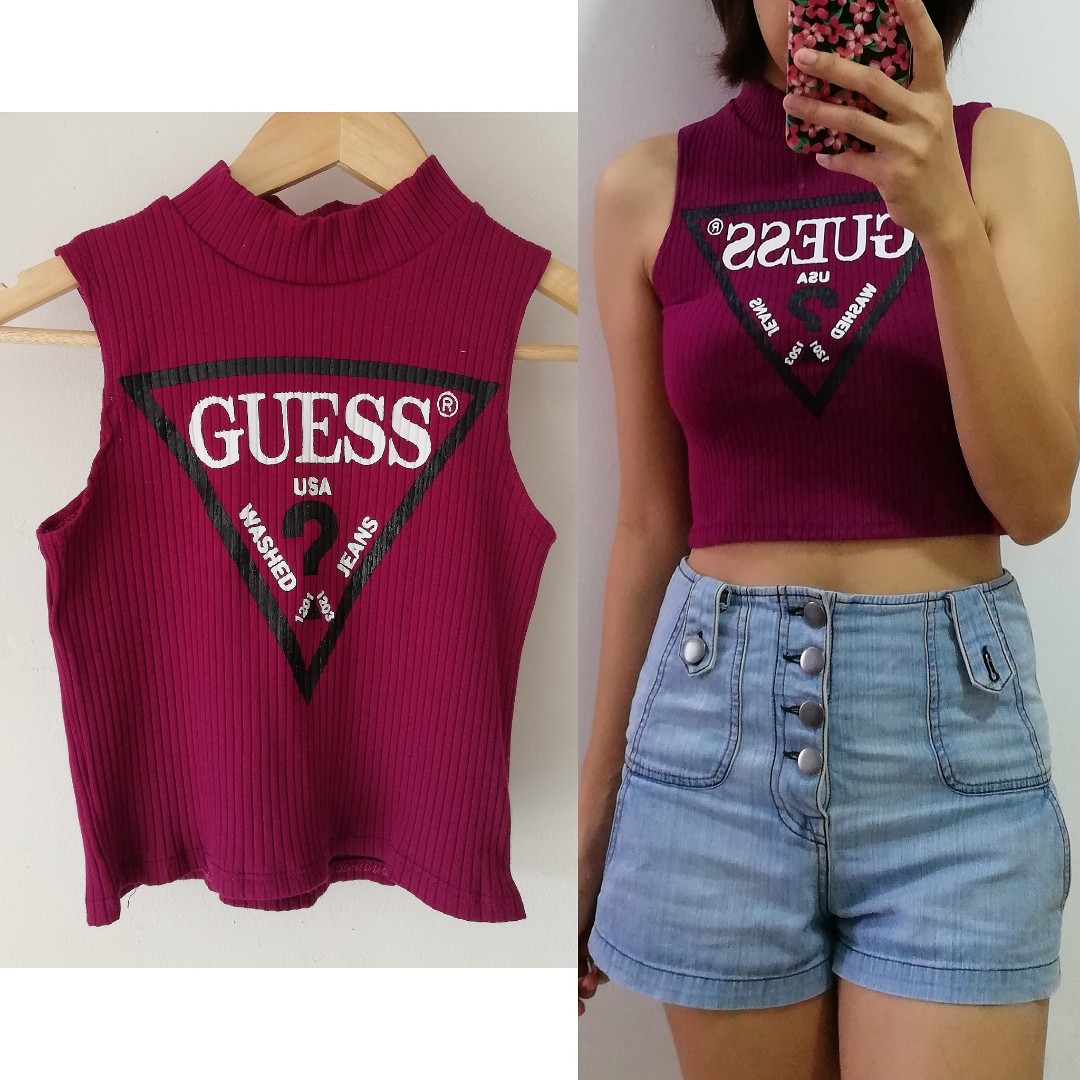 guess turtleneck crop top Big sale 
