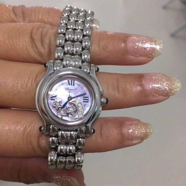 CHOPARD Happy Moon Stars VVS 1 Diamonds 25mm Pink Mother Of