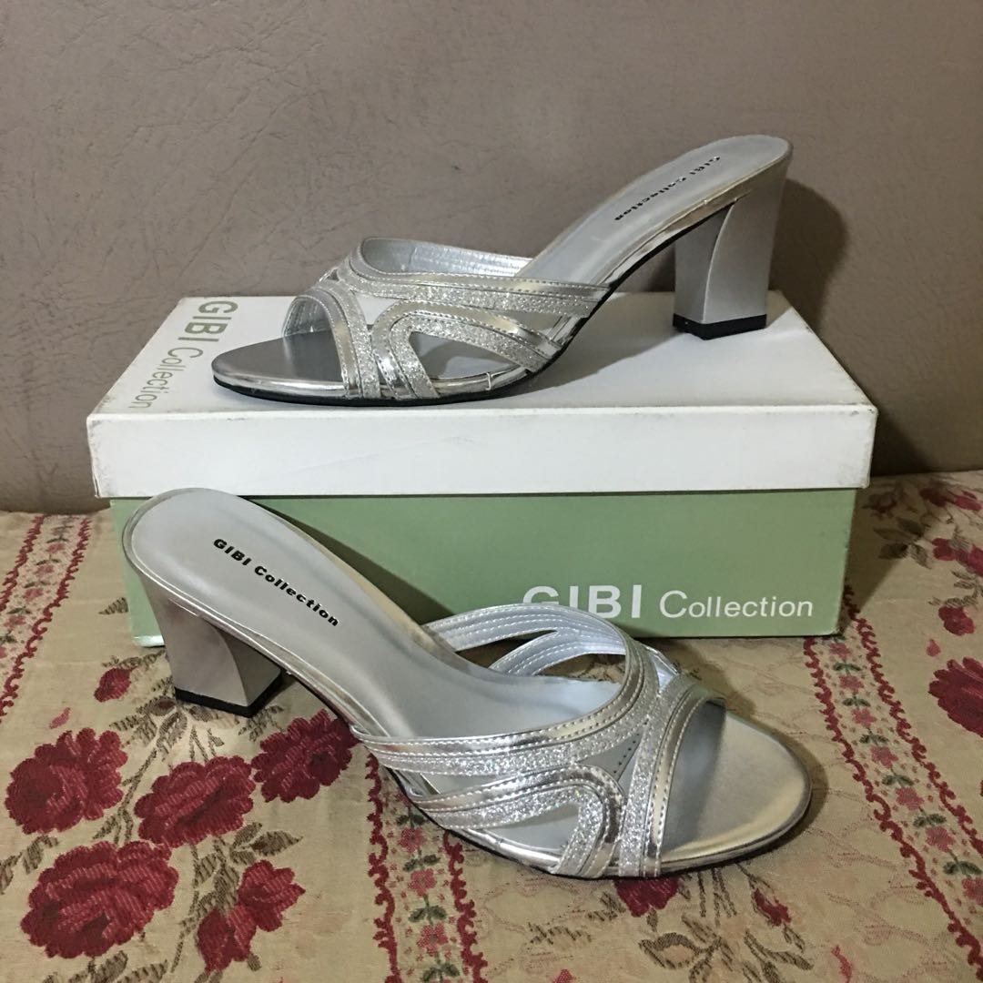 silver formal sandals