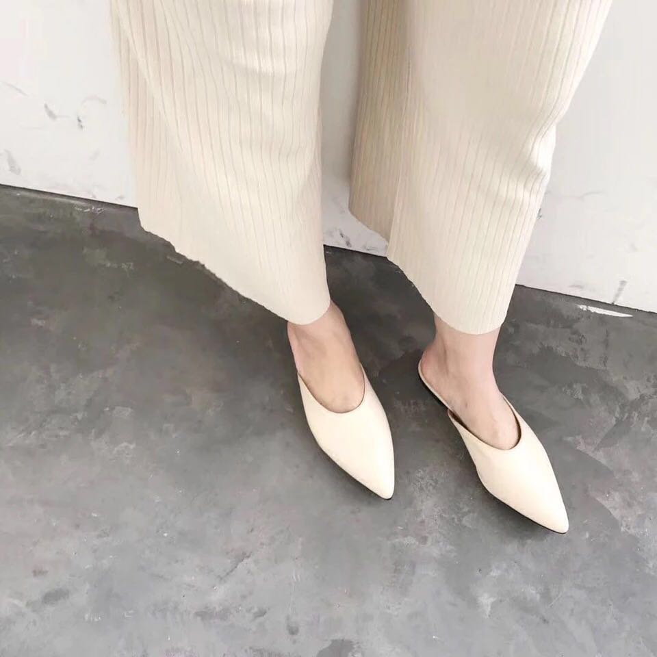 ivory pointed slip on mules Women s Fashion Footwear Flats on