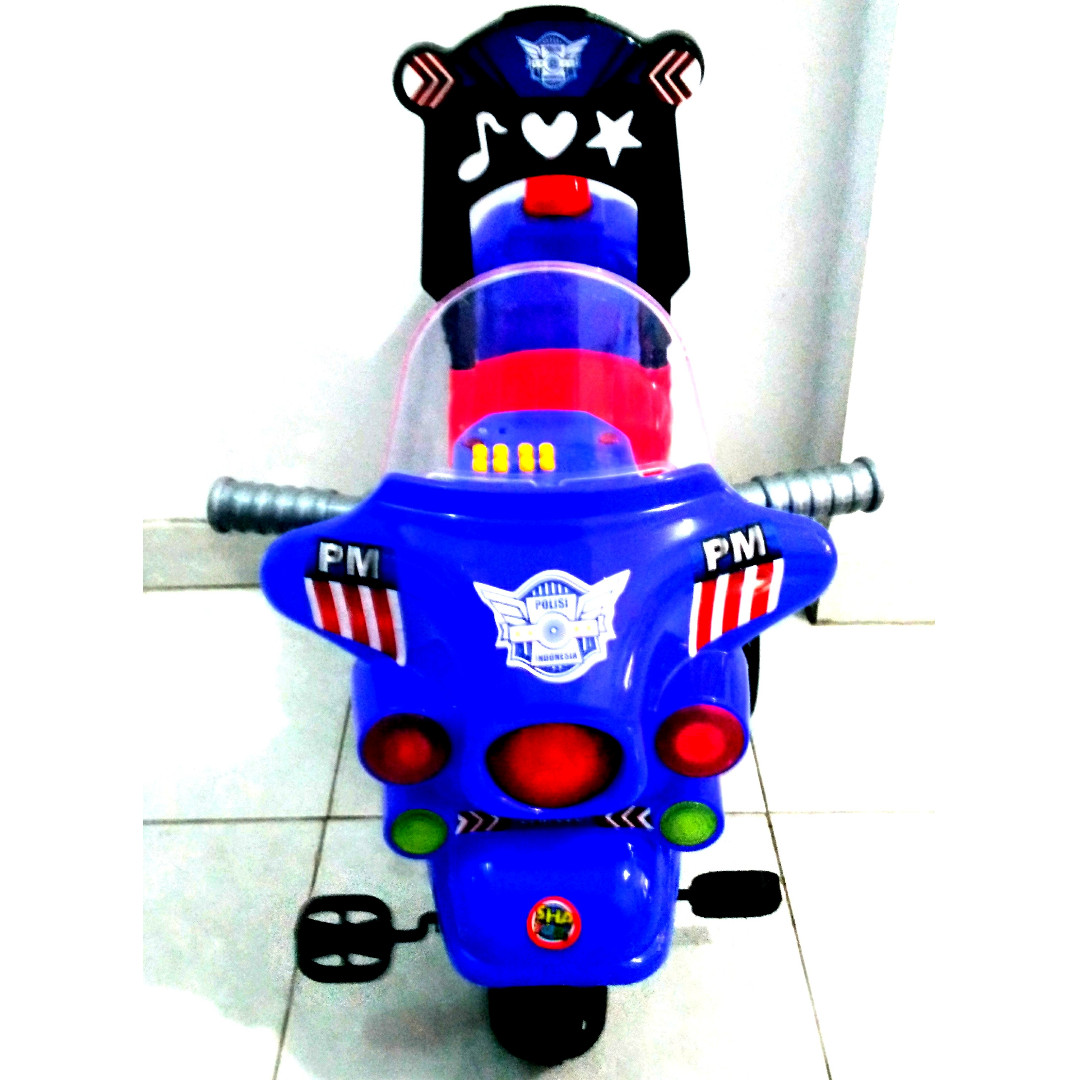 Mainan Sepeda Anak Roda 3 Bentuk Motor Patwal Polisi SPM 626 Bayi