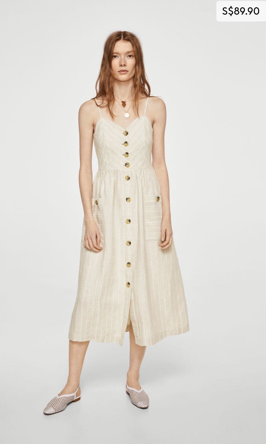 mango striped linen dress