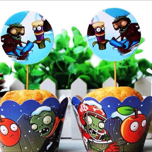 Plants Vs Zombies Pvz Party Supplies Cupcake Toppers