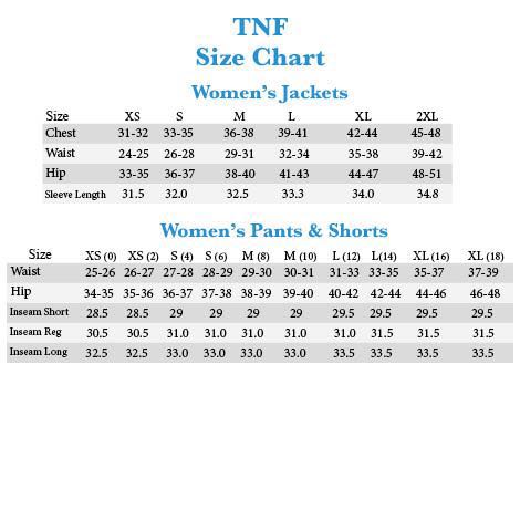 North Face Small Size Chart