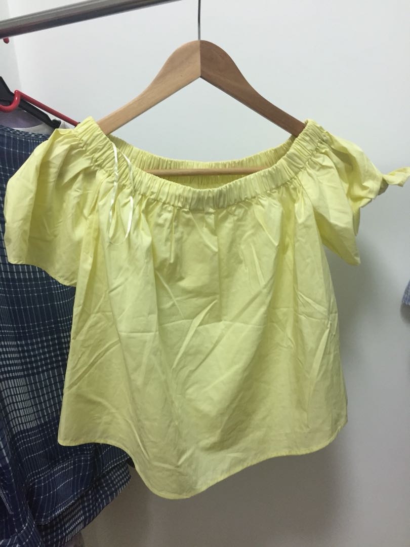h&m yellow off shoulder top
