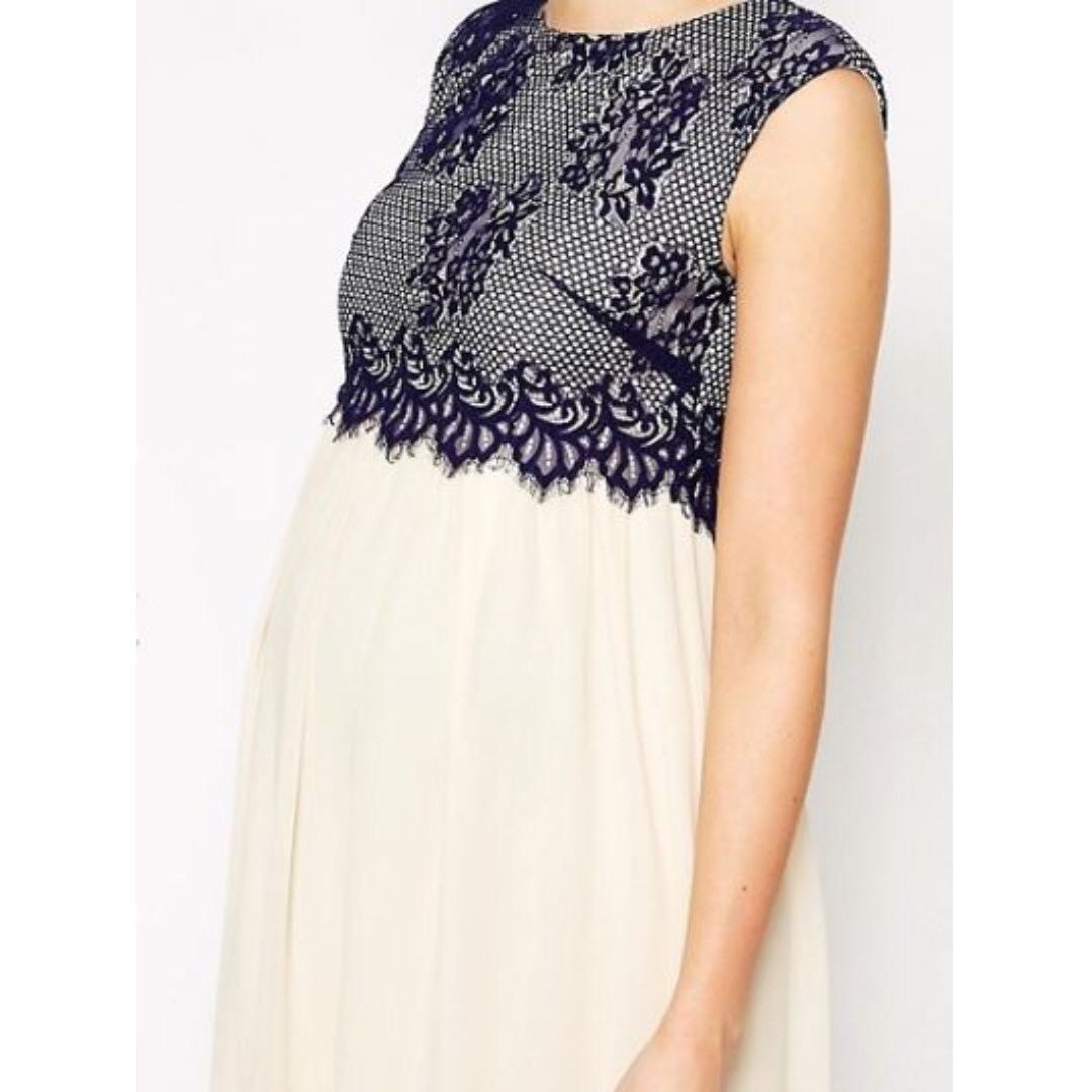 ASOS Little Mistress Maternity Lace Overlay Chiffon Maxi Dress Women s Fashion Maternity wear on Carousell