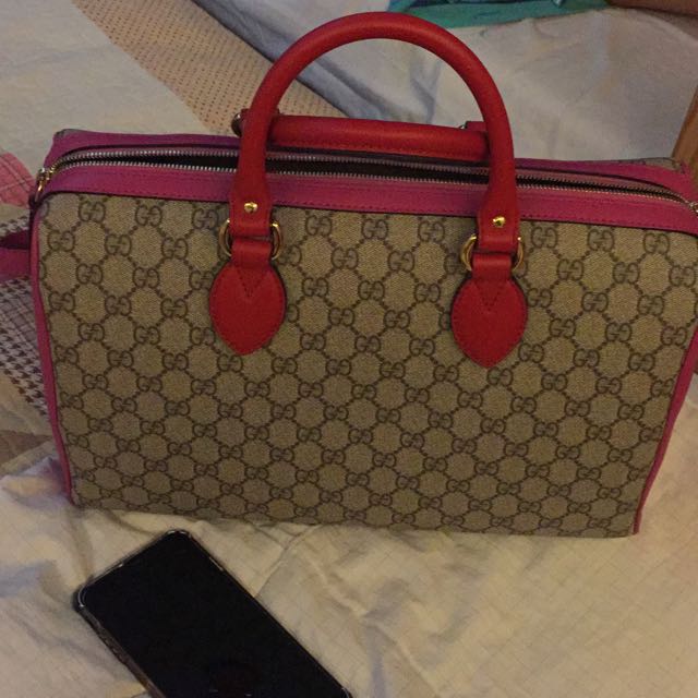 gucci supreme boston bag hibiscus