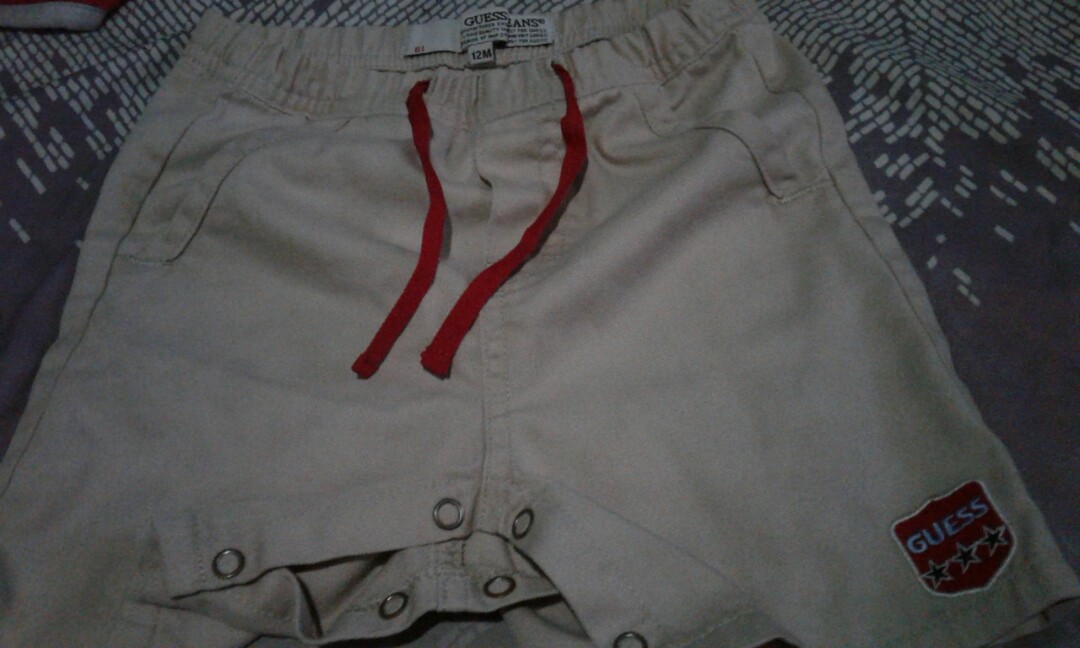 Guess baby shorts (Category: Babies & Kids Fashion) located in Quezon City. Submitted by mitz23 (Listing ID 174363528, Image 1). Description: Rfs : Decluttering Size is 12 mos but can also fit 2yo depending on the body of the baby or kid..