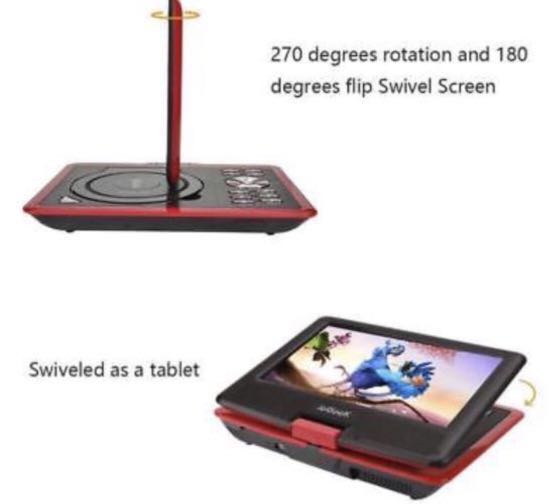 IEGEEK Portable DVD Player,9.5 screen, IK901 RED, Audio, Portable