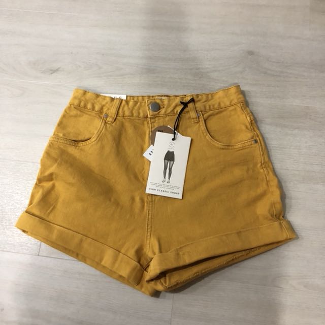 yellow high waisted shorts
