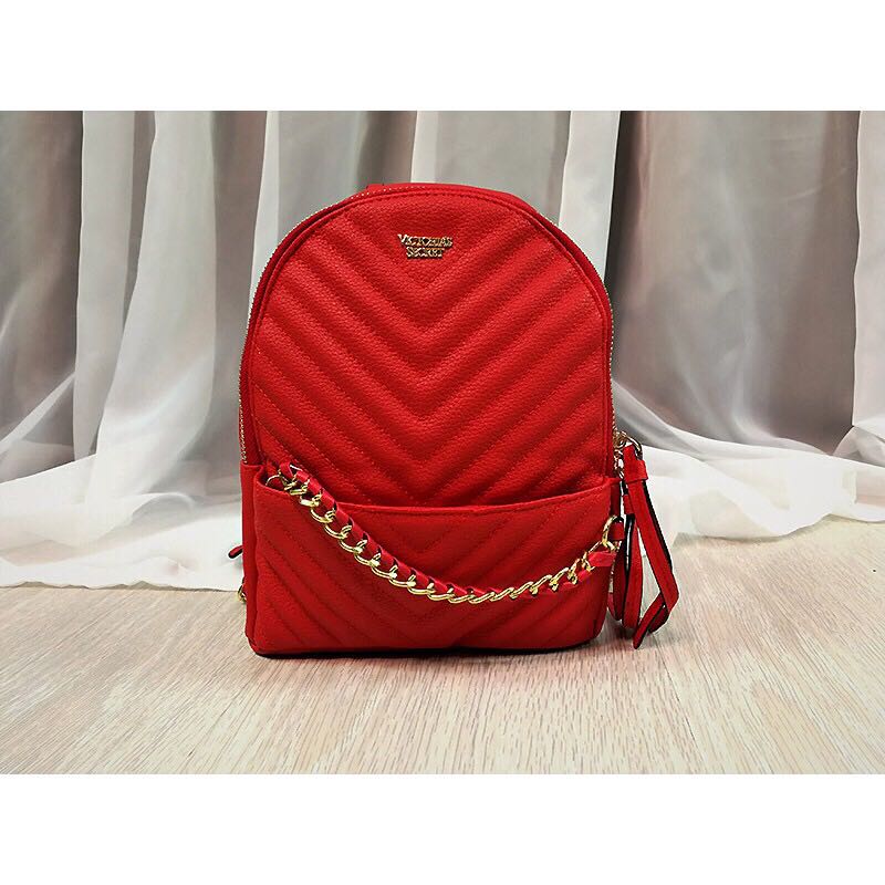 Original Victoria's Secret small Quilt Backpack Red, Women's Fashion