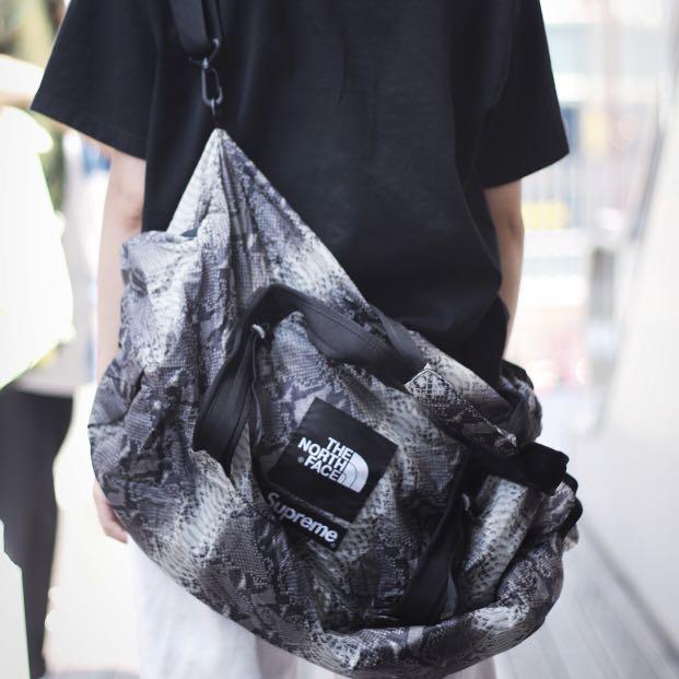 Supreme SS18 The North Face Snakeskin Flyweight Duffle Bag, Men's 
