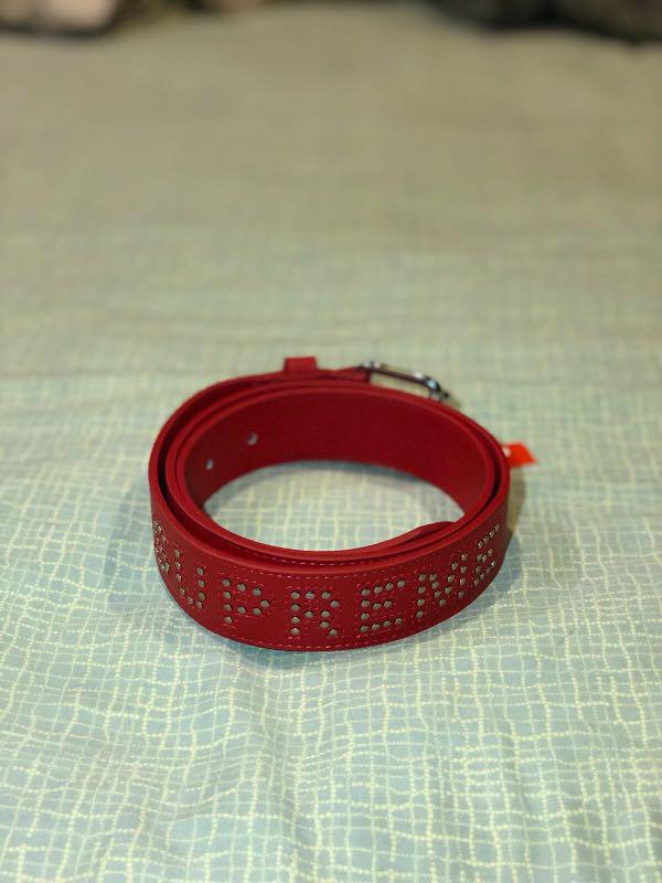 Supreme studded logo belt (red), Luxury, Accessories on Carousell