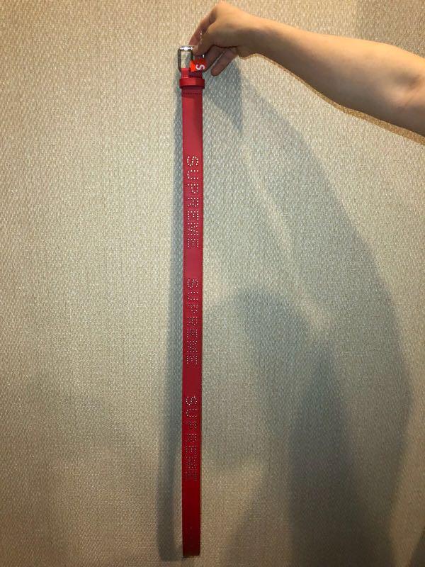 Supreme studded logo belt red Luxury Accessories on Carousell