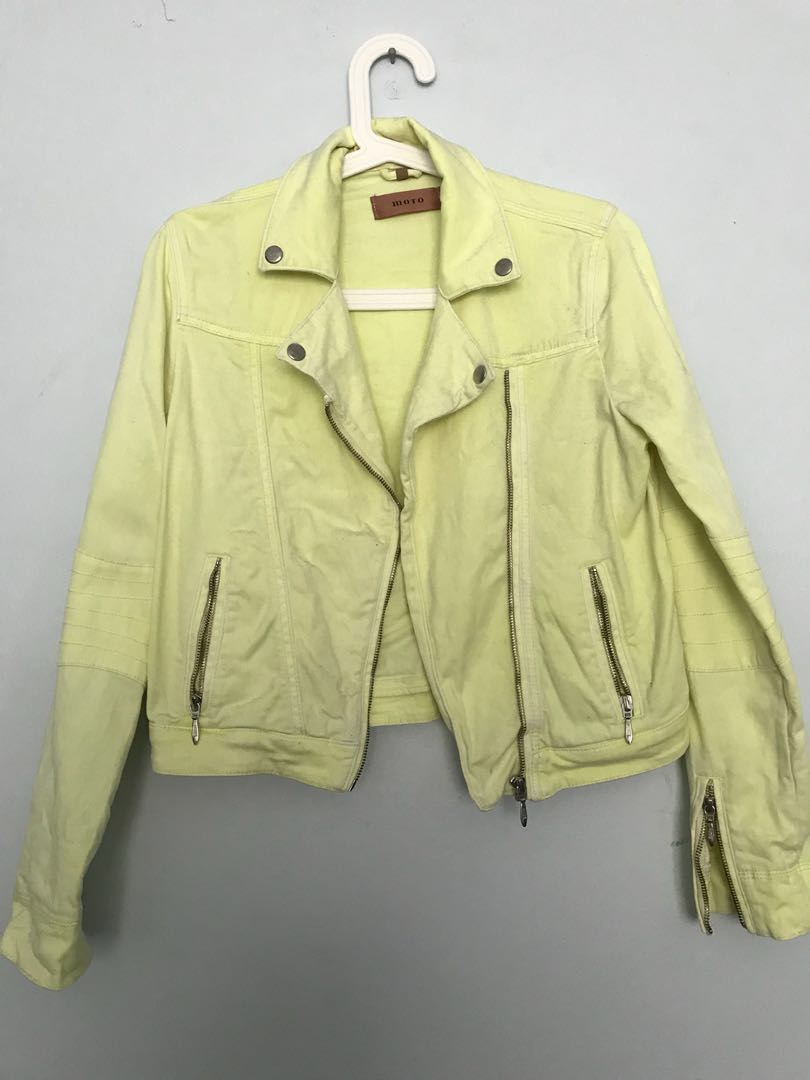 neon yellow denim jacket