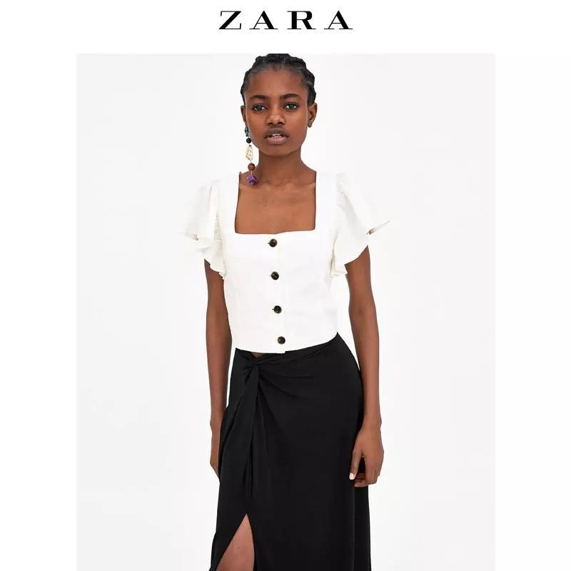 Zara inspired linen square neck crop 
