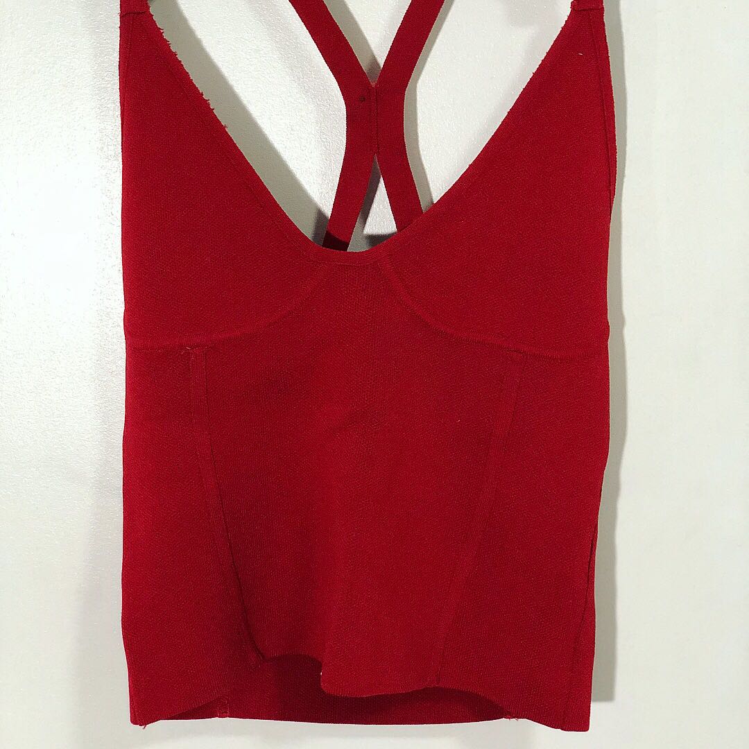 Zara knit top red, Women's Fashion, Tops, Others Tops on Carousell