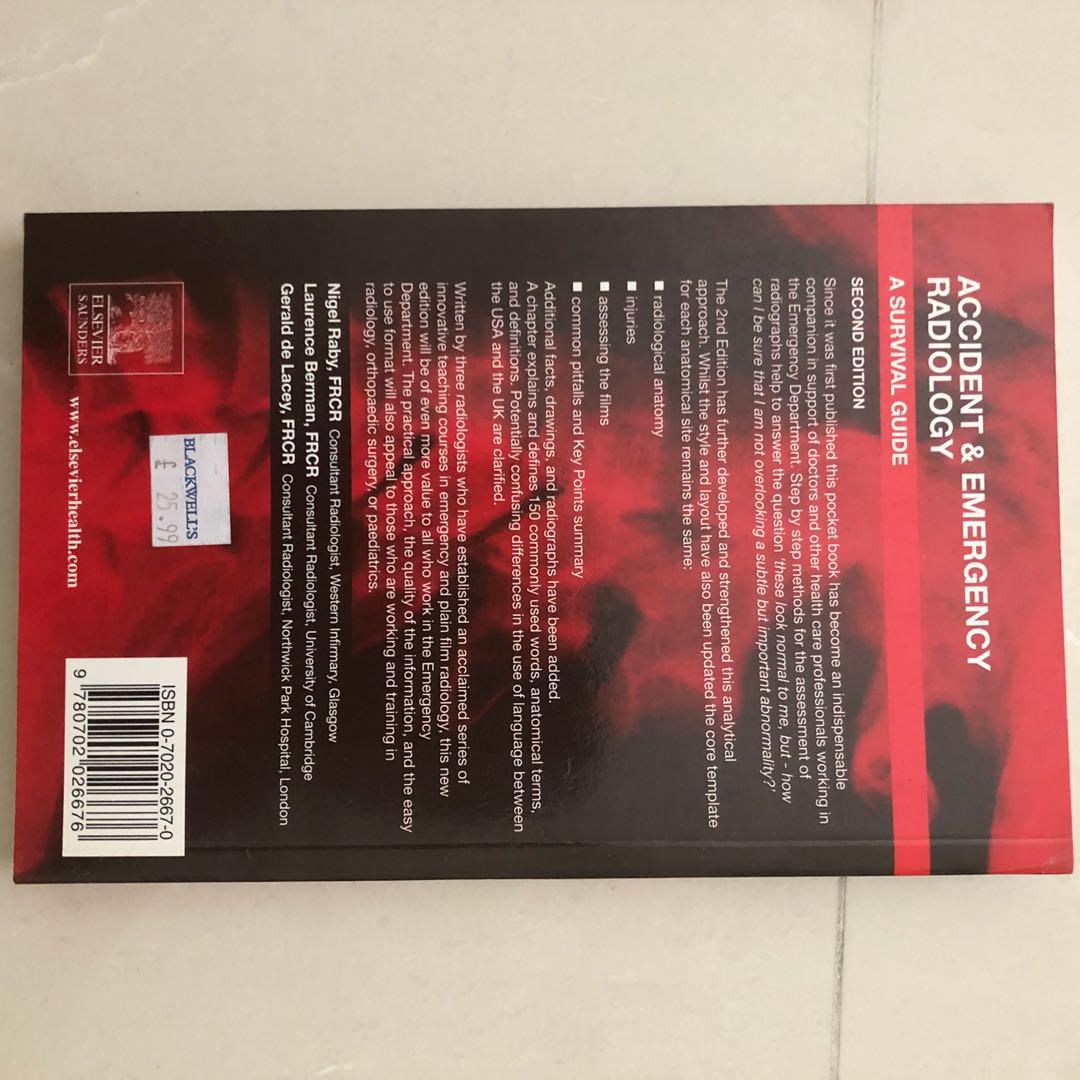 Accident Emergency Radiology A Survival Guide Nigel Raby Books Stationery Textbooks Professional Studies On Carousell