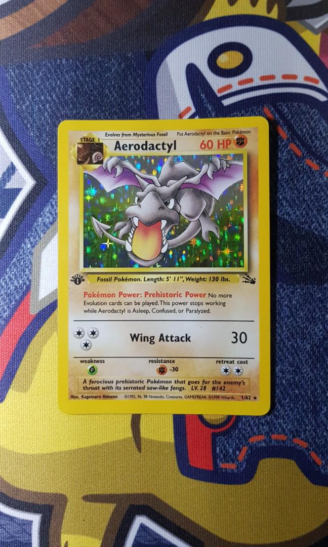 Pokémon 1st Edition Fossil Aerodactyl Holo 1/62 Rare Vintage
