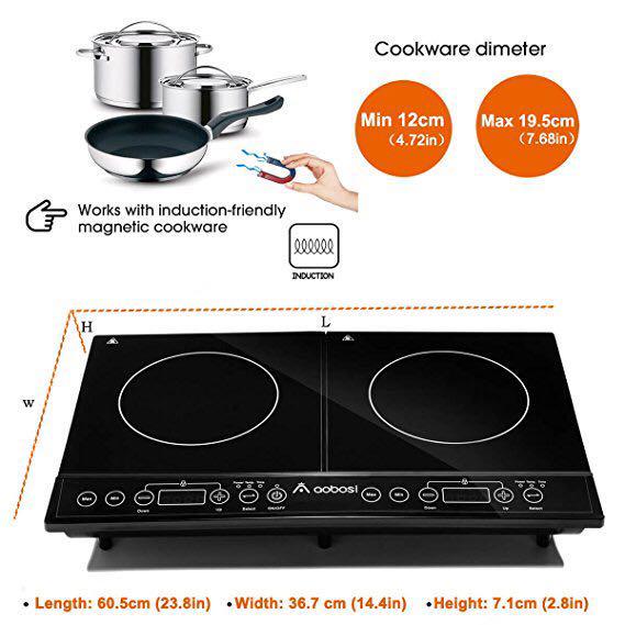 Aobosi Double Induction Cooktop Dual Zone 1800W and 1600W – AOBOSI