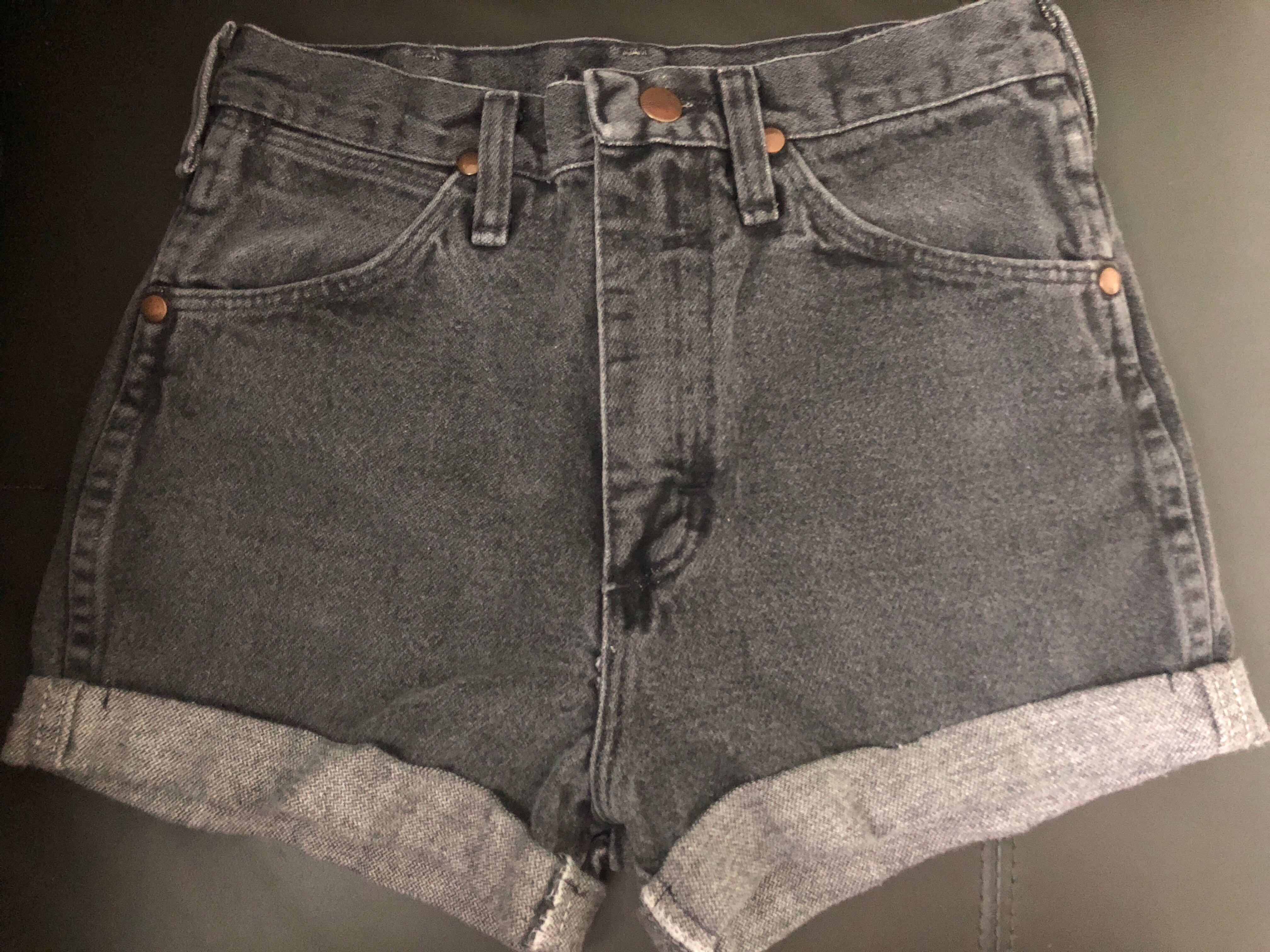 wrangler black denim shorts