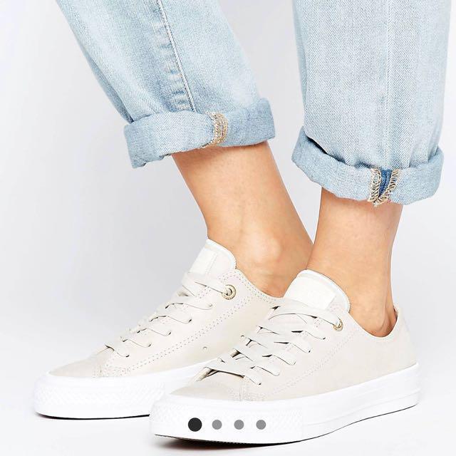 Converse With Lunarlon Chuck Taylor Cream Nude Leather Sneakers, Women's  Fashion, Shoes on Carousell
