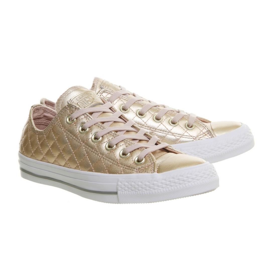 converse rose gold quilted