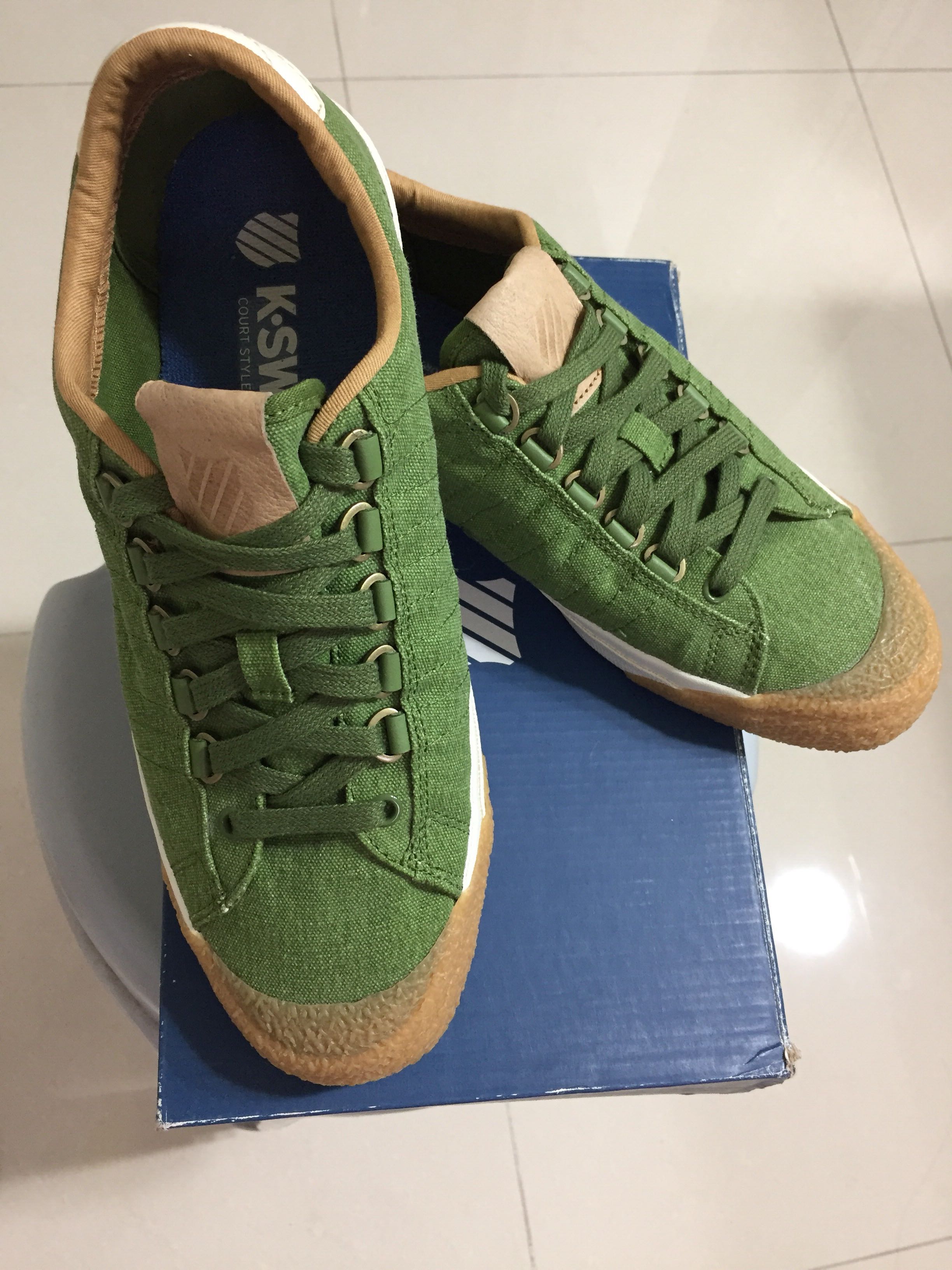 green sneakers