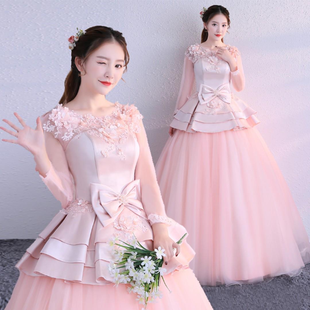 Peach pink hot sale dress wedding