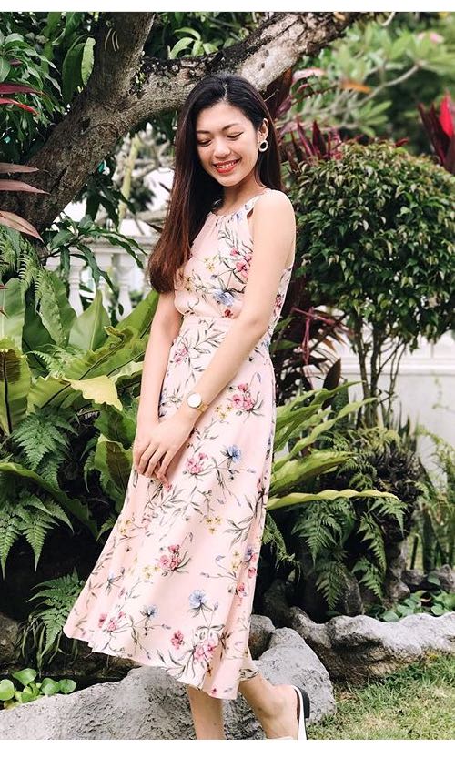 Pastel pink floral dress online