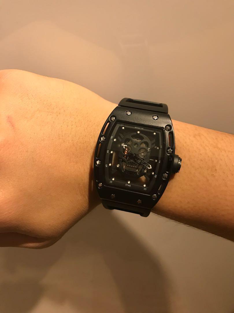 skone skeleton watch