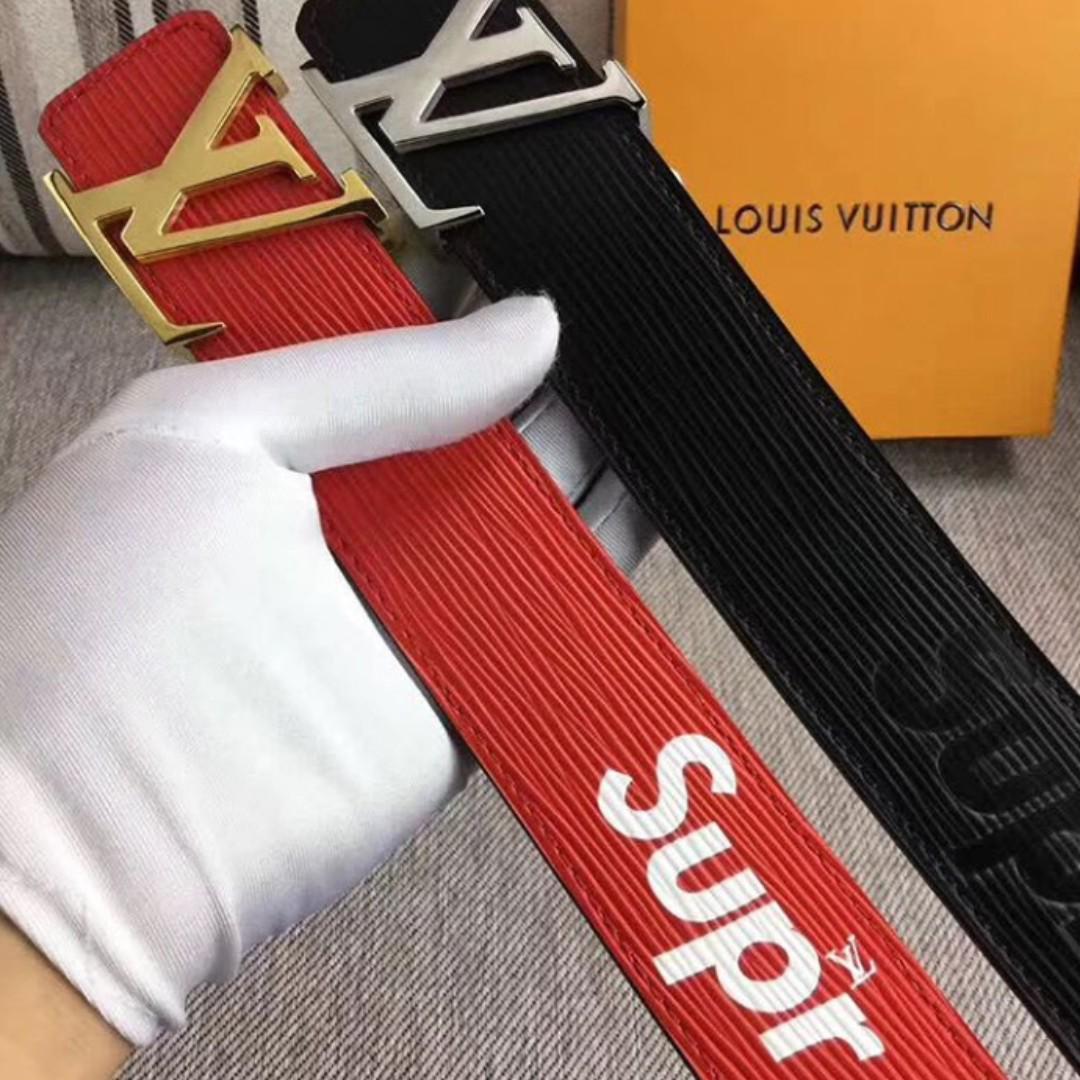 Supreme louis vuitton belt red cheap