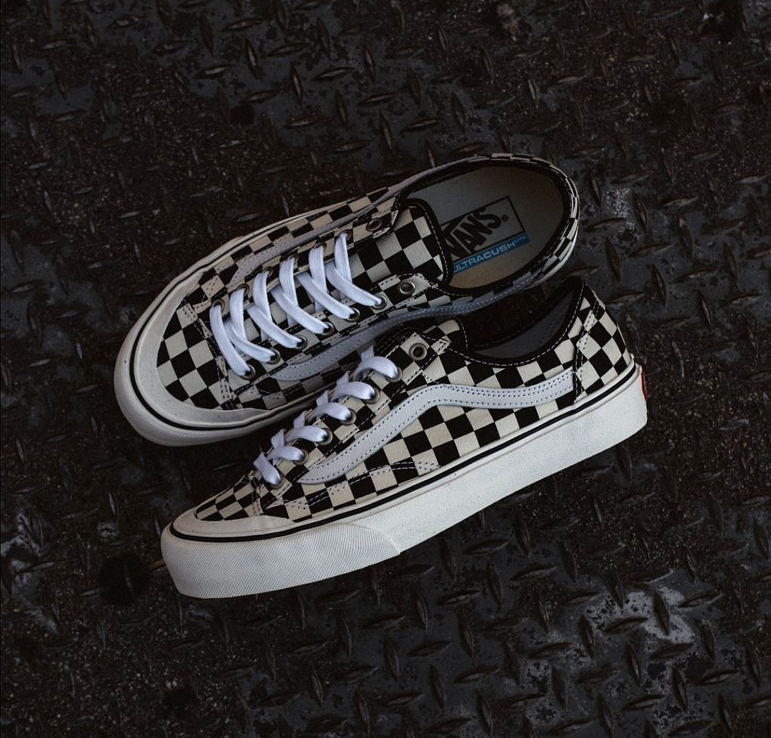 vans style 36 decon sf checkerboard sneakers in black