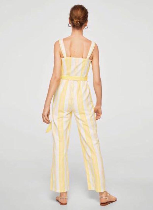 yellow and white striped jumpsuit